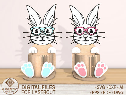 Bunny Basket SVG Bundle Cute Rabbit Egg Holder Glasses for Glowforge