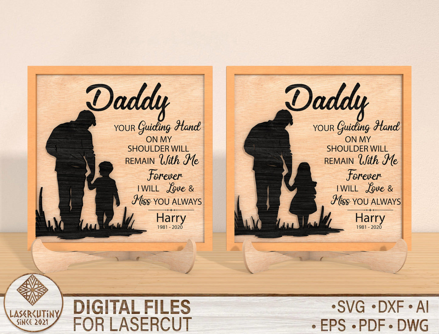 Daddy Memorial Quote SVG Laser Cut File for Glowforge and xTool