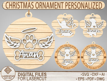 Personalized Pet Memorial Ornament SVG Bundle for LightBurn and Glowforge