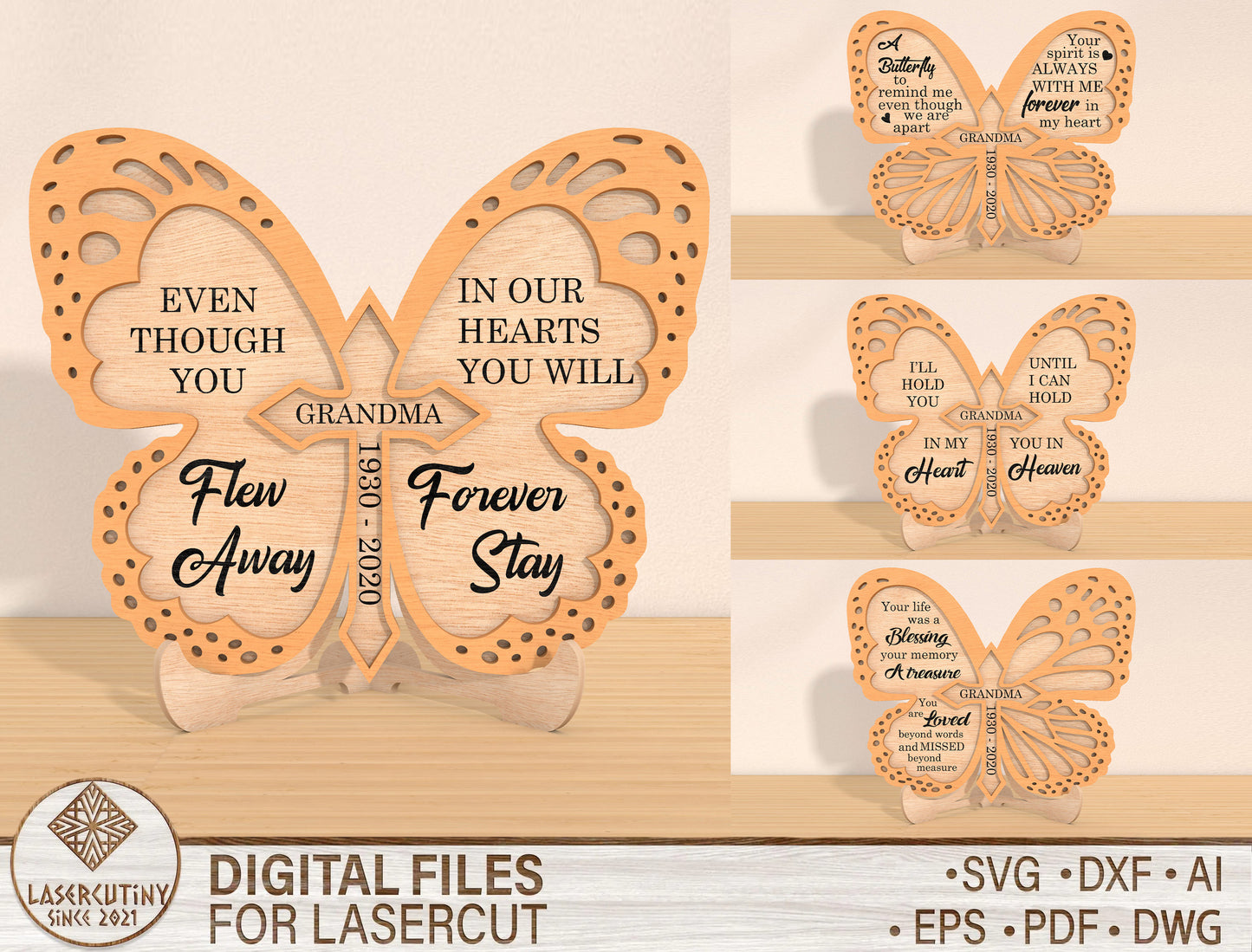 Butterfly Memorial SVG Laser Cut File for xTool and Glowforge