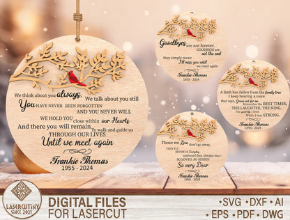 Cardinal Memorial Ornament SVG Bundle for xTool and Glowforge