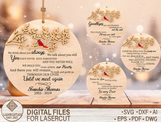 Cardinal Memorial Ornament SVG Bundle for xTool and Glowforge
