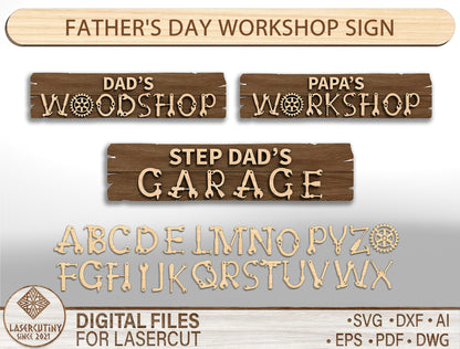 Dad Workshop Garage Sign SVG for Glowforge and xTool Laser File
