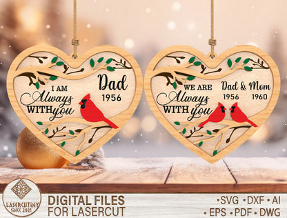 Remembrance Heart Ornament SVG for Glowforge and LightBurn
