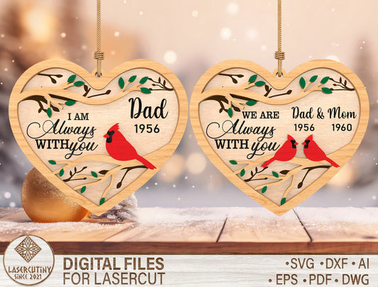 Remembrance Heart Ornament SVG for Glowforge and LightBurn