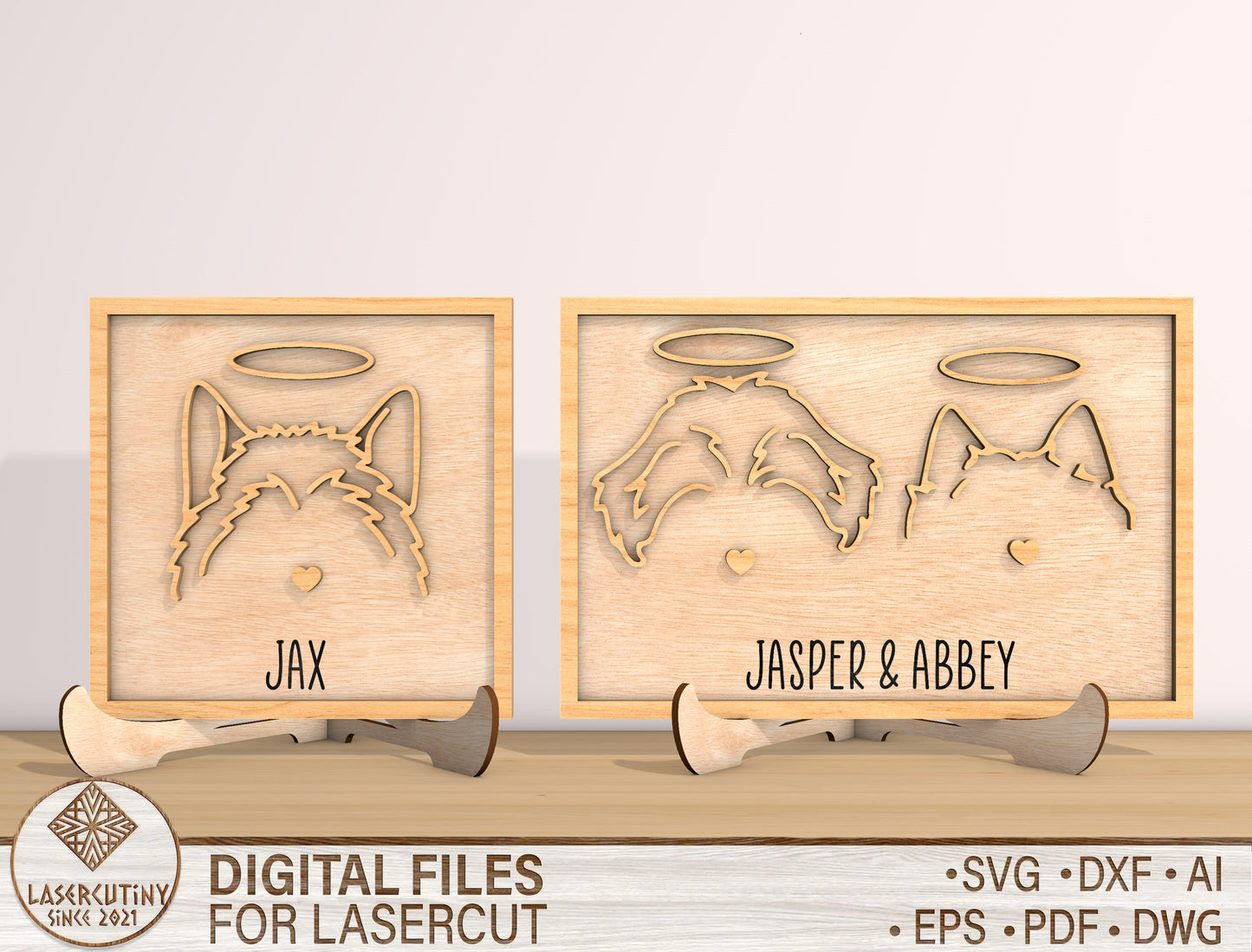 Dog Memorial Halo Sign SVG Laser Cut File for LightBurn