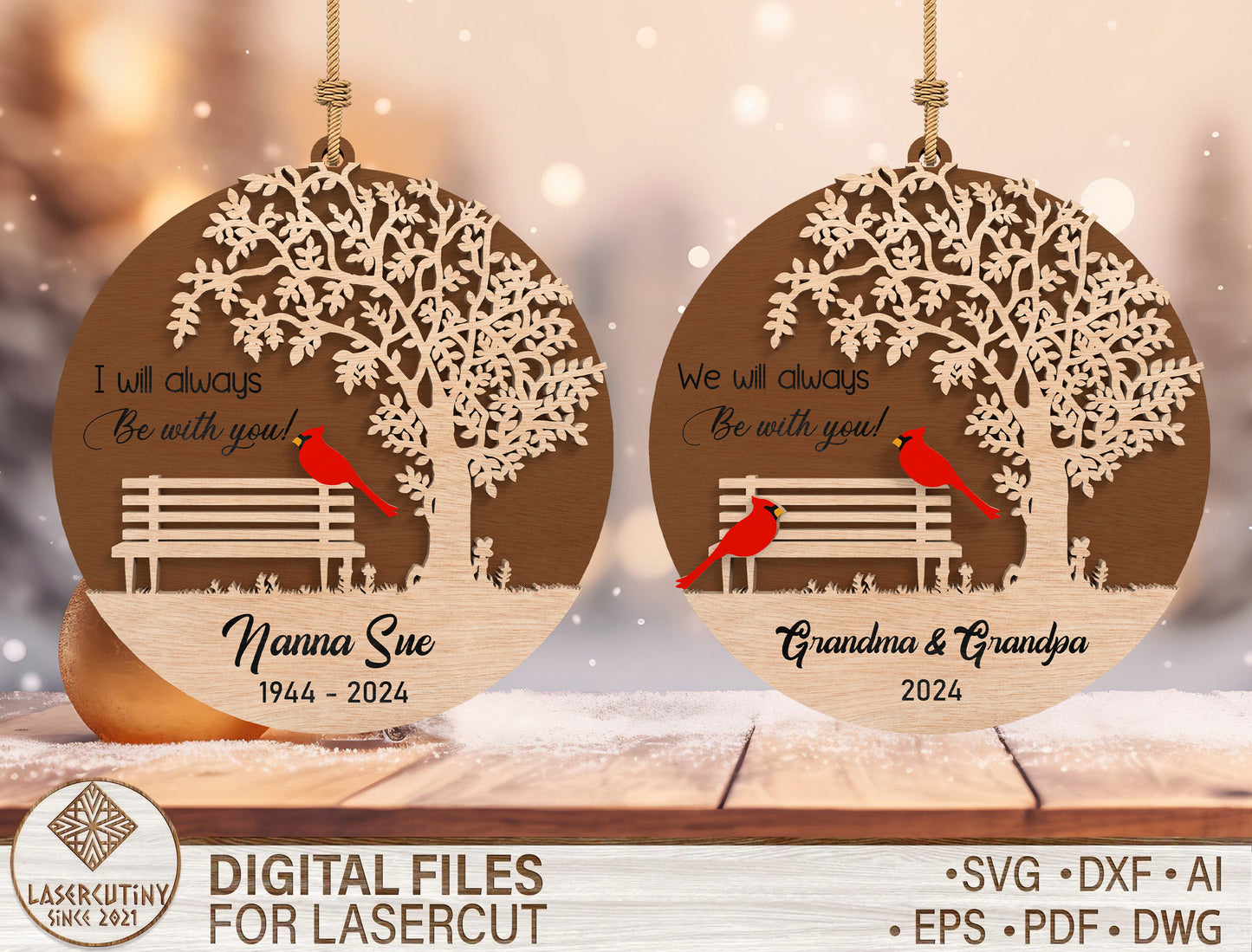Memorial Bench Ornament SVG for Glowforge and LightBurn