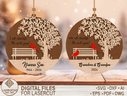 Memorial Bench Ornament SVG for Glowforge and LightBurn