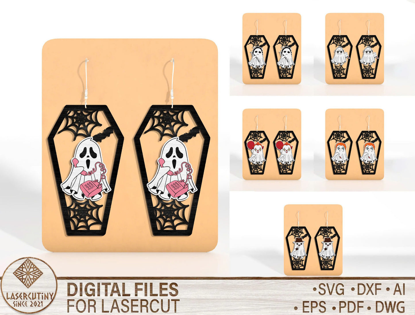 Halloween Coffin Earrings SVG Bundle for xTool and Glowforge