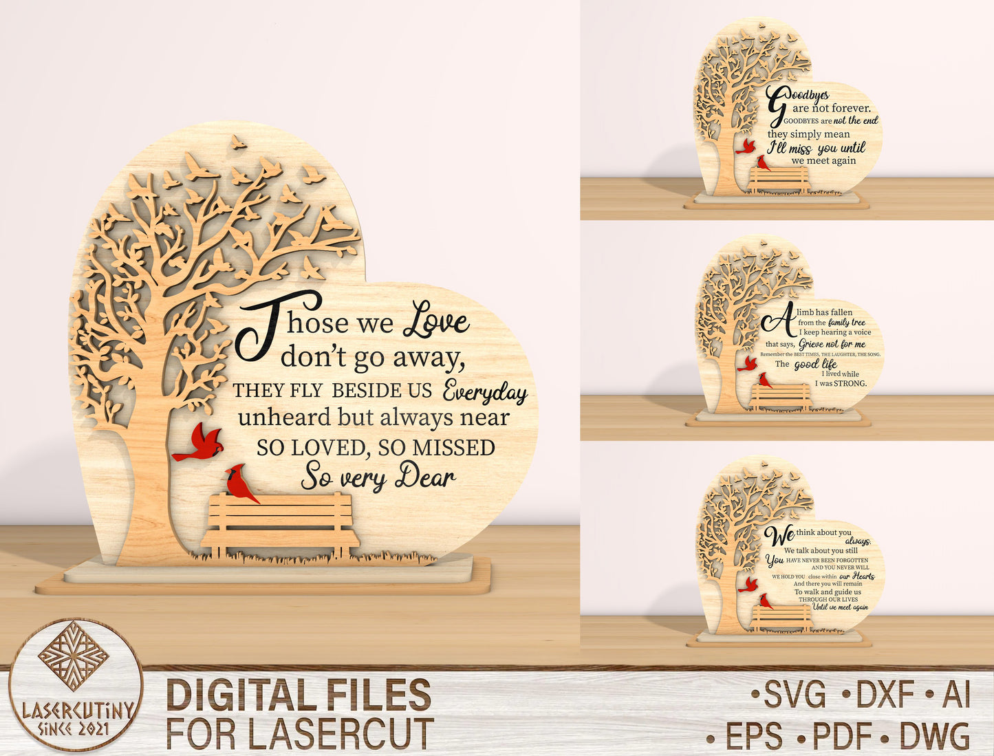 Memorial Tree Bench Tabletop Sign SVG Laser Cut File