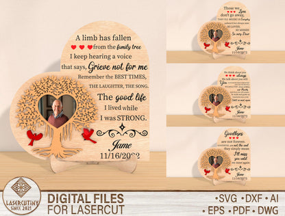 Memory Tree Memorial SVG Photo Frame Laser Cut File for Glowforge and LightBurn