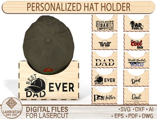 Dad Hat Rack SVG Bundle Laser Cut File for Glowforge and xTool