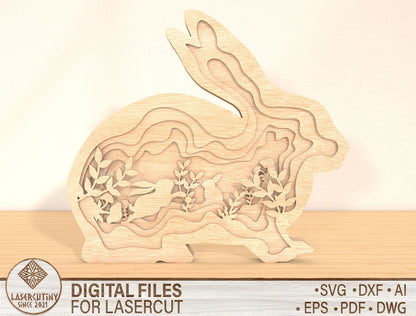 Multilayer Bunny Silhouette SVG 5 Layer Rabbit Easter for LightBurn and xTool