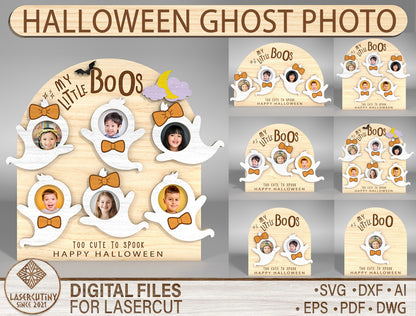 Halloween Ghost Photo Frame SVG Bundle 7 Designs for LightBurn Glowforge xTool