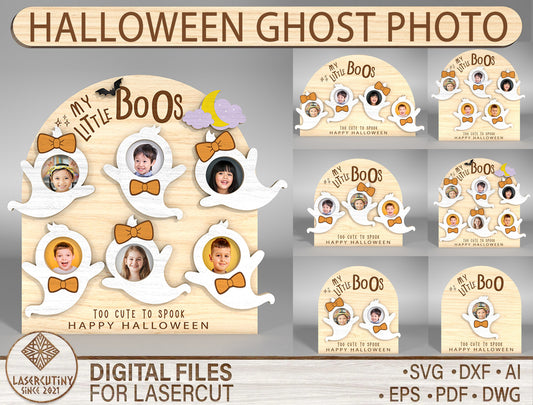Halloween Ghost Photo Frame SVG Bundle 7 Designs for LightBurn Glowforge xTool