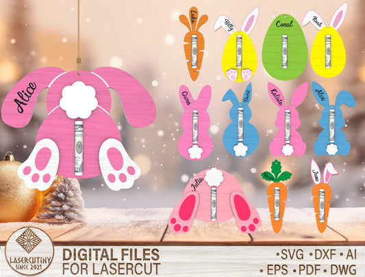 Personalized Bunny Money Holder SVG Bundle 12 Designs for LightBurn
