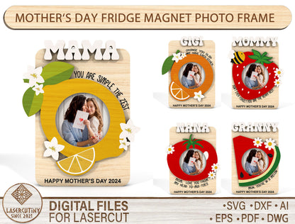 Fruit Photo Frame Mom Summer Sign SVG for LightBurn and Glowforge