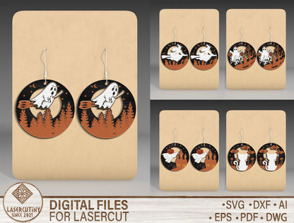 Halloween Deer Earrings SVG Bundle 5 Designs for LightBurn Glowforge xTool
