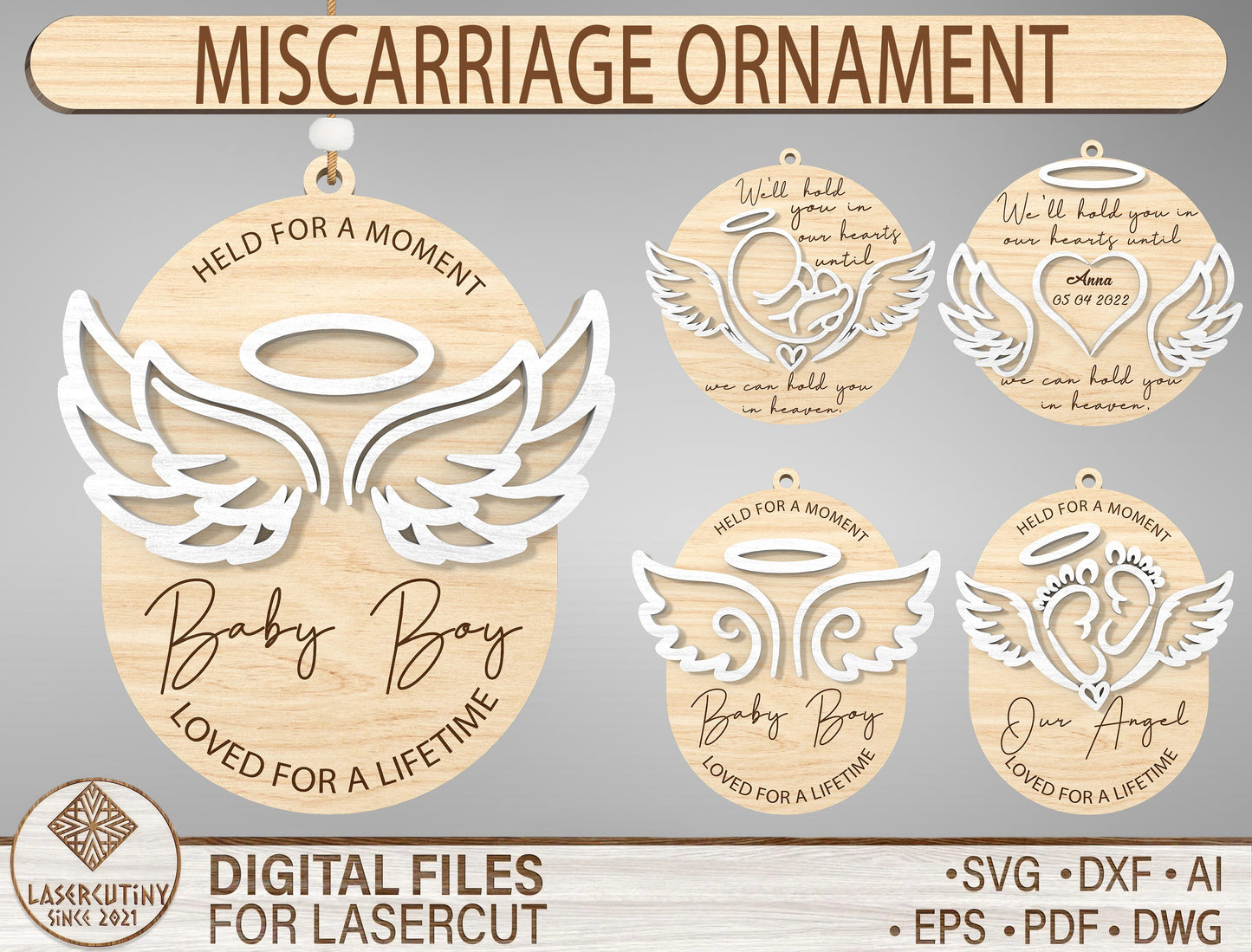 Miscarriage Memorial SVG Bundle Angel Wings for xTool and Glowforge