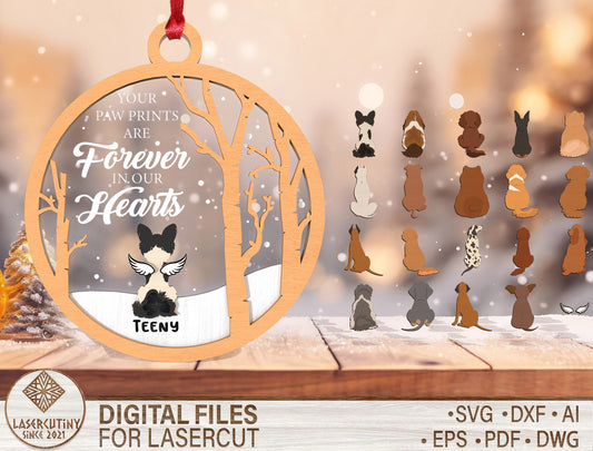 Pet Memorial Ornament SVG Laser Cut File for Glowforge