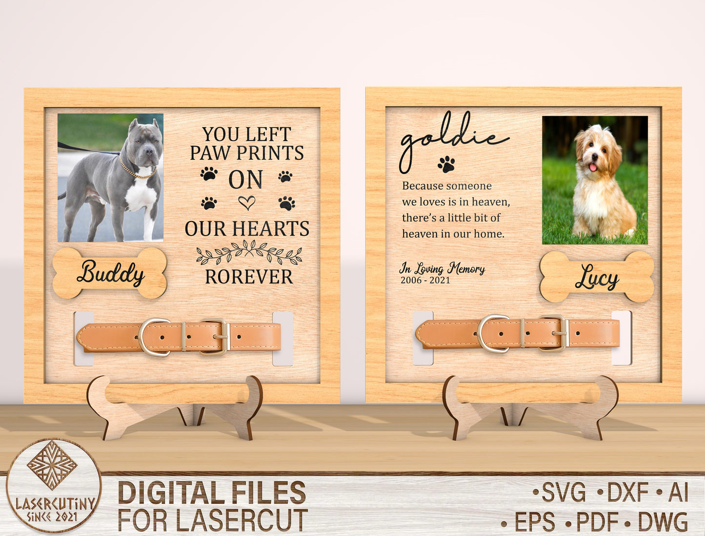 Dog Memorial Photo Collar Holder SVG Laser Cut File for xTool