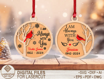 Personalized Cardinal Ornament SVG Laser Cut File Bundle