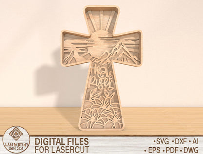 Multilayer Cross SVG 8 Layer Jesus Resurrection Easter for LightBurn and xTool
