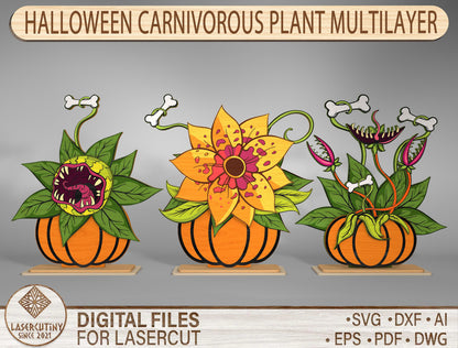 Halloween Carnivorous Plant Multilayer SVG for Glowforge xTool LightBurn