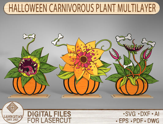 Halloween Carnivorous Plant Multilayer SVG for Glowforge xTool LightBurn