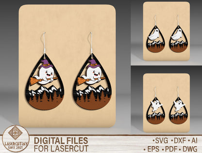 Halloween Mountain Ghost Earrings SVG Bundle 3 Designs for xTool Glowforge LightBurn