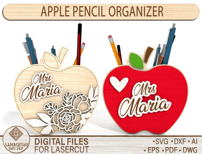Personalized Apple Pencil Organizer SVG for Glowforge and xTool