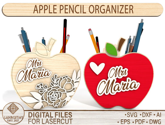 Personalized Apple Pencil Organizer SVG for Glowforge and xTool