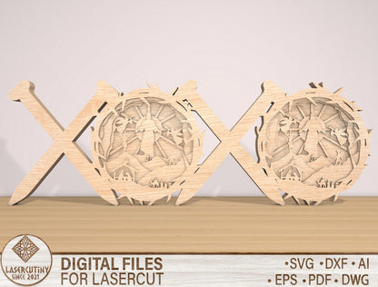 XOXO Nativity Scene SVG Christmas Faith Layered Wooden for LightBurn and xTool