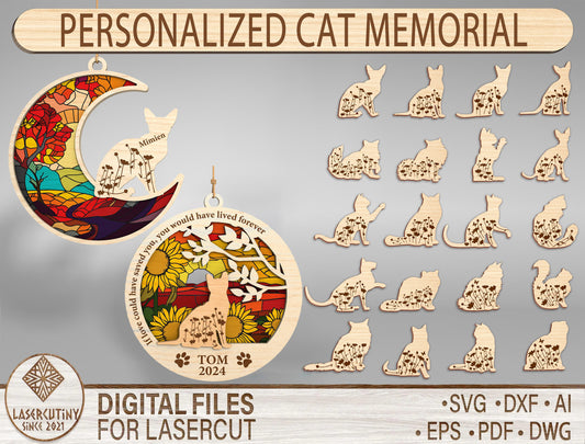 Personalized Cat Memorial Ornament SVG Laser Cut File for xTool and Glowforge
