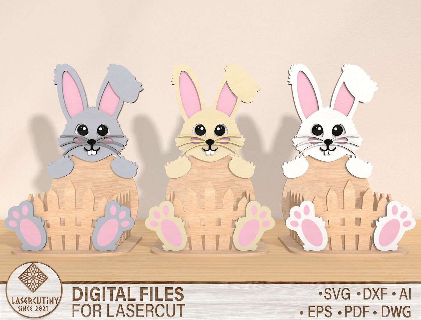 Bunny Basket SVG Bundle Cute Rabbit Egg Holder Easter for LightBurn and xTool