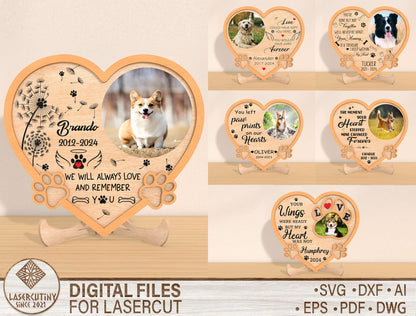 Pet Memorial Heart Photo SVG Laser Cut File for xTool and Glowforge