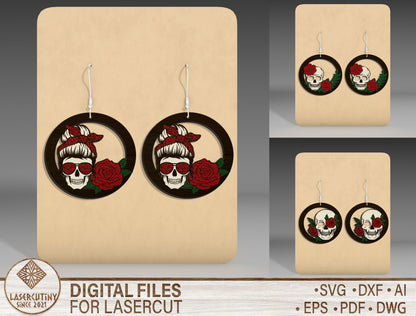 Halloween Skull Mushroom Earrings SVG Bundle 3 Designs for Glowforge xTool LightBurn