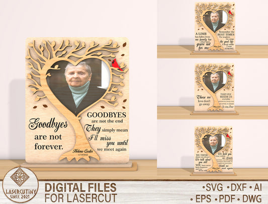 Memorial Tree Photo Sign SVG Laser Cut File for LightBurn