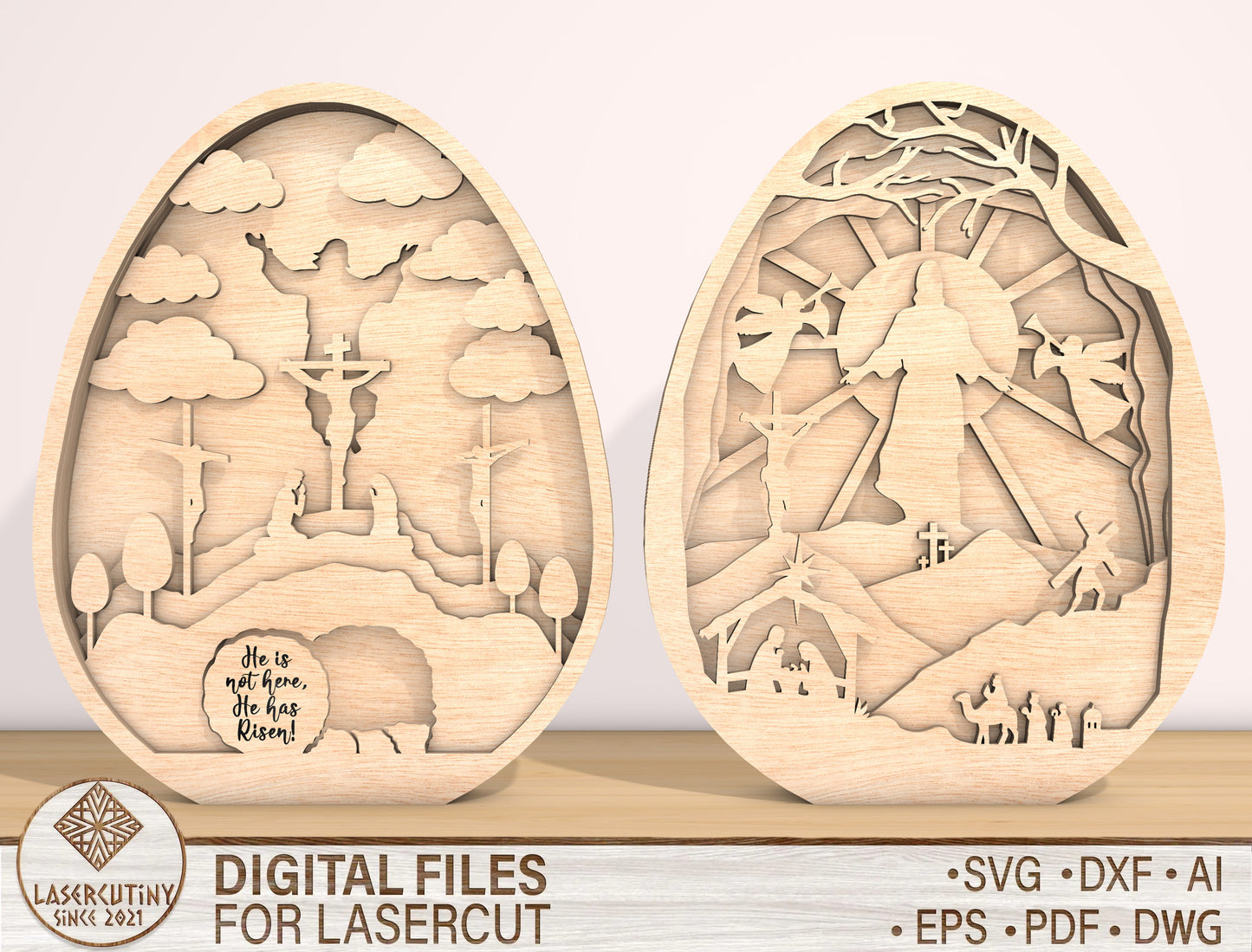 Multilayer Empty Tomb Cross Light SVG Bundle for Glowforge and xTool