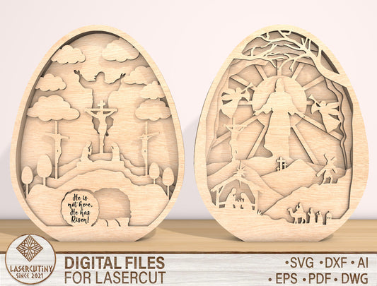 Multilayer Empty Tomb Cross Light SVG Bundle for Glowforge and xTool