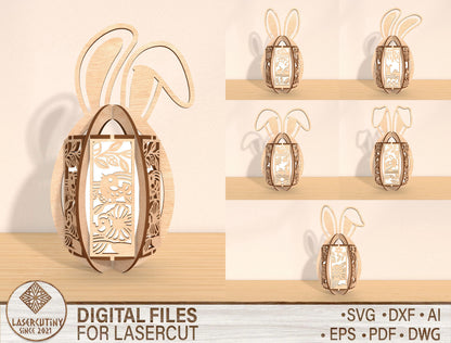 Easter Bunny Lantern SVG Set Ver2 Rabbit Egg 6 Designs for Glowforge