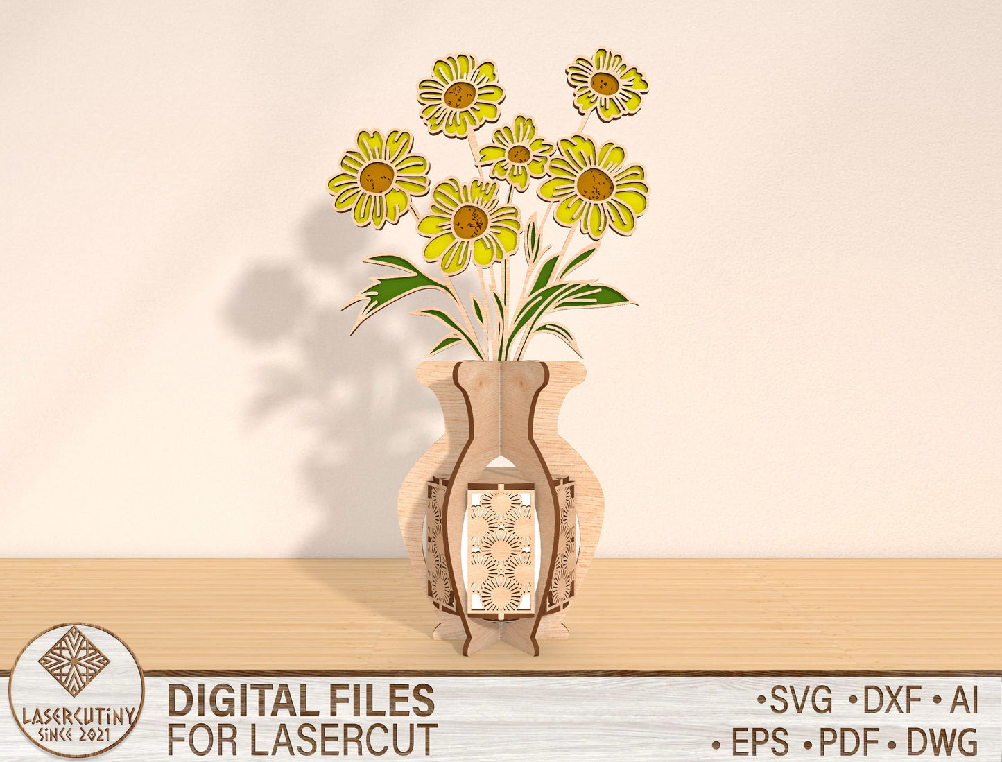 Daisy Lantern SVG Candle Holder Laser Cut File for xTool and Glowforge