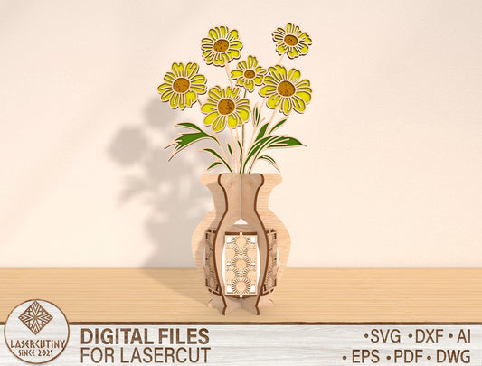 Daisy Lantern SVG Candle Holder Laser Cut File for xTool and Glowforge