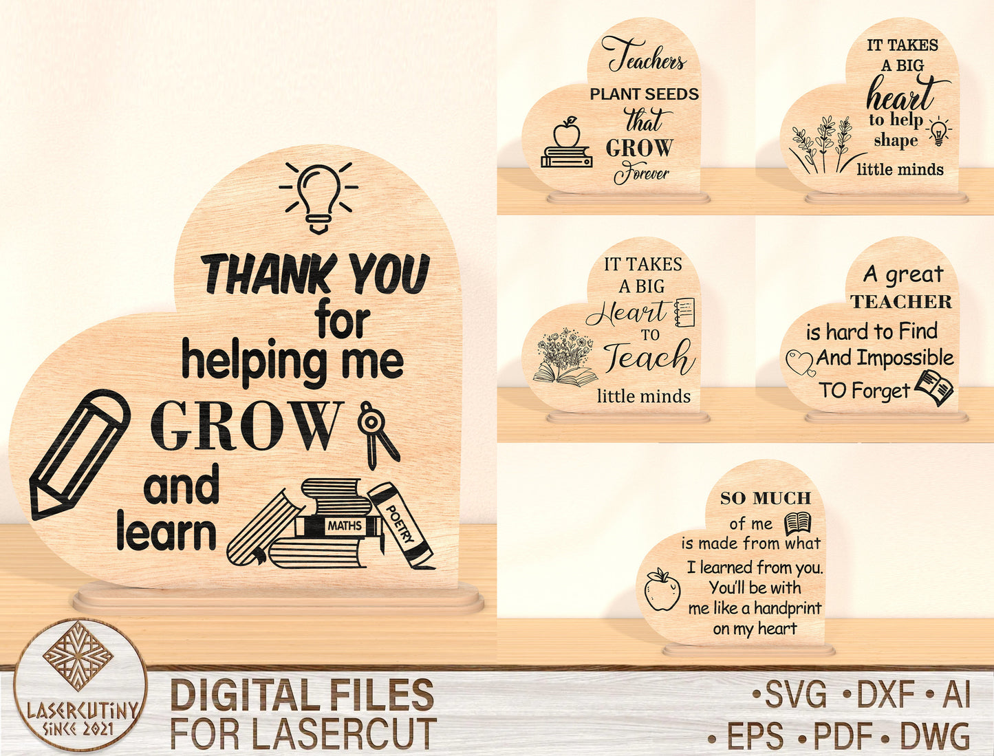 Teacher Thank You Tabletop Sign SVG for Glowforge and LightBurn