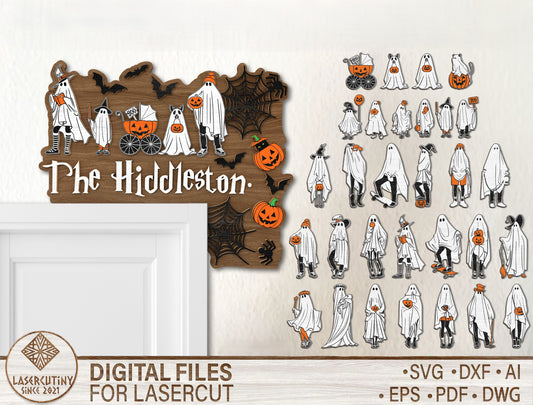 Halloween Ghost Door Corner SVG Bundle for Glowforge xTool LightBurn