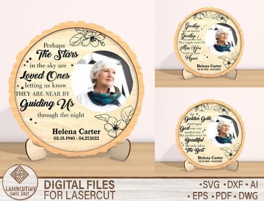 Memorial Round Photo Sign SVG Laser Cut File for Glowforge