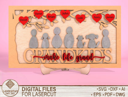 Personalized Grandpa Family Sign SVG Laser Cut File for Glowforge