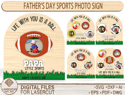 Football Dad Photo Sign SVG Bundle Laser Cut File for xTool and Glowforge