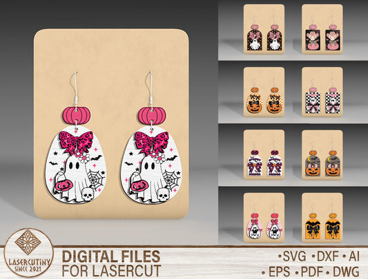 Halloween Earrings SVG Bundle 9 Designs for xTool Glowforge LightBurn