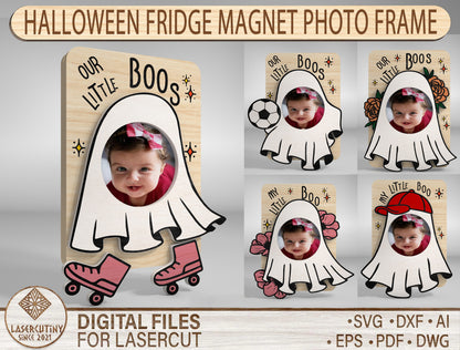 Halloween Ghost Fridge Magnet Photo Frame SVG Bundle for Glowforge xTool LightBurn